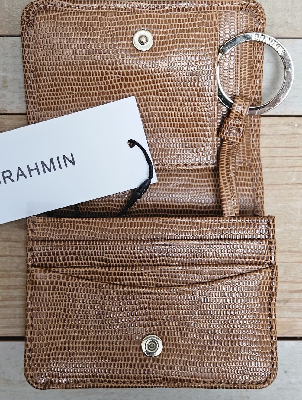 Brahmin Mini Key Wallet Tobacco Lizard Genuine Leather - Picture 8 of 8
